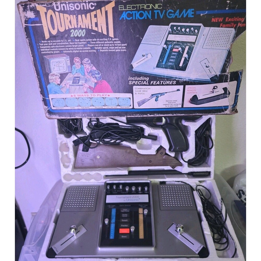 Vintage Unisonic Tournament 2000 Electronic Action TV Game Console w/ Box Works